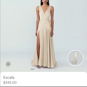 Fame and Partners Escala Dress in Matte Satin Champagne